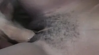 Bushy african snatch close up jizzed amateur