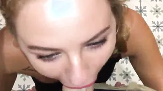 goddess teenagers with red lipstick getting her face covered into cum