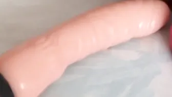 Concealed camera from Hispanic mother while she rests on her bed next to her gigantic sex toy