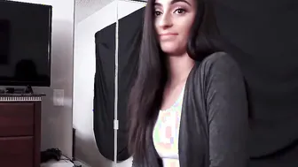Hispanic Dark Haired 18 Yo step daughter Jasmine Vega Getting A Present by her step daddy