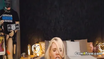 Bombshell Blonde Goddess With Huge Breasts Toying Her Soak Snatch