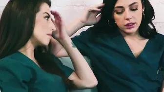 Slender nurse tries lesbo sex with roommate
