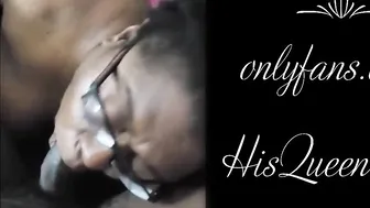 BBW gobbles penis to the base and comes African Cougar His Queen Suga