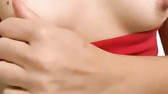 I strokes my perky melons and my rough protruding nipples