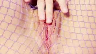 Smoking sexy is spreading her legs and caressing her vagina close up