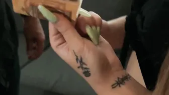 Teenie slurps the cum from mature grandpa after she has hardcore sex with him