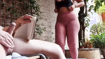 I pull my penis out into front of my desi stepsister while she does ass exercises. She does fitness into