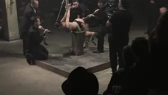 Tied Goddess anal boned into outdoors