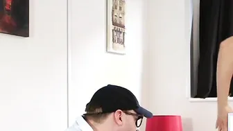 Dirty british micro cock domme wanking submissive BF