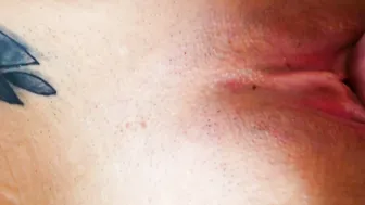close-up. slowmo. vagina plowed. cum on snatch