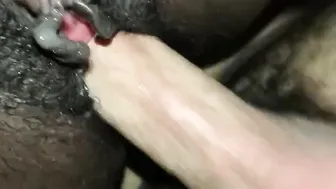 Beating up her juicy chocolate snatch