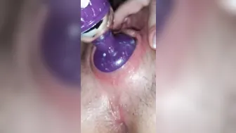 Young Bombshell fiance having fun with dildo outdoor
