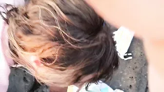 A Quick Oral Sex on beach near the people