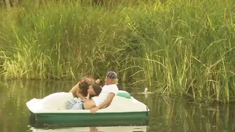My adorable bimbos plowed from behind on the boat