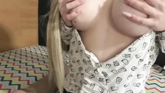 Jizzes nonstop at the sight of her freaky boobies
