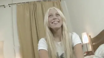 First Date porn video – Slim blonde with small titted getting a cumshot at the