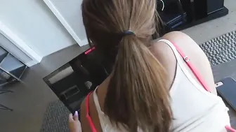 Gigantic booty Hispanic 18 Demi Lopez grinds stepbro doggy style and make him bust a nut