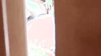 Spying behind a door a 18 year old step-daughter masturbating into bedroom and coming very insane