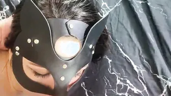 BONDAGE Shibari Deeply bound dark haired with gigantic melons. point of view