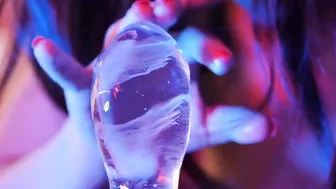 See her fucking her tight asshole with a big toy made of ice