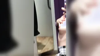 Young bimbos changing clothes into the locker room after school