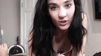 Blackhair step-daughter sucks pov penis before taboo sex