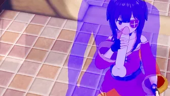 KonoSuba Anime - Megumin Hand Job with jizzed into her face - Japanese oriental Manga animated game porn
