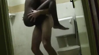 My african black girlfriend likes cum facial selfies and hardcore restroom sex