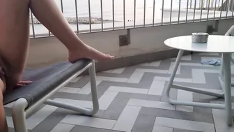 Bae squirting with a good watch from the balcony into the suite
