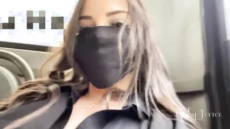 Having Fun a risky game inside a outdoor bus just because