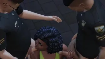 Black Barmaid Entertaining 2 Cops At The Back Alley (Promo) | The Sims/ 3D Anime