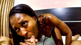 African Lips around Gigantic White Cock