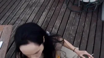 SISPORN. Instead of smoking cigarette dark haired has sex with stepbrother