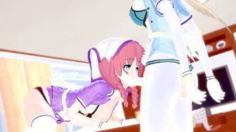 Blend S - Turned On Miu Amano serving Futa Kaho Hinata
