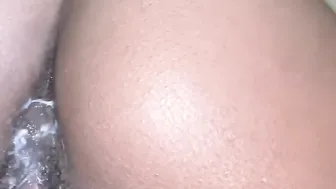 African with round booty shows off creamy twat
