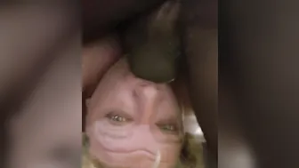 Messy Deep Throat facefucking upside down