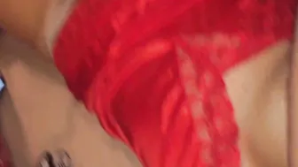 500 (01) - Dressed sex french Skank into redsatin kinky french talk panty boned
