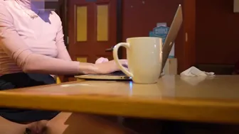 Showing off my twat at the coffee shop to watch if anyone would notice.