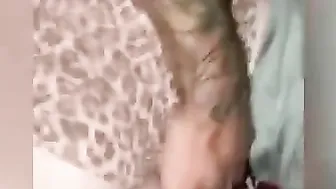 Fat butt getting beat trying to stay quiet while dads inside room next door