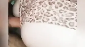Fat butt getting beat trying to stay quiet while dads inside room next door