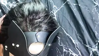 BONDAGE Shibari Deep Throat bound dark haired with gigantic titties. pov