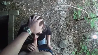 Gangster-cunt with mouth Blows Dick and Eats Cum Outdoors - SOboyandSOgirl