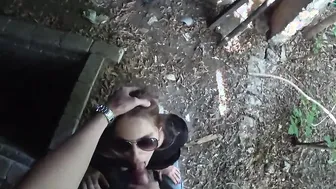 Gangster-cunt with mouth Blows Dick and Eats Cum Outdoors - SOboyandSOgirl