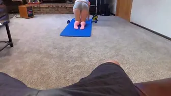 Sister getting caught working out by her pervert stepbrother