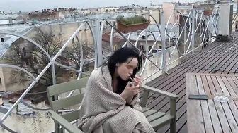 SISPORN. Instead of smoking cigarette dark haired has sex
