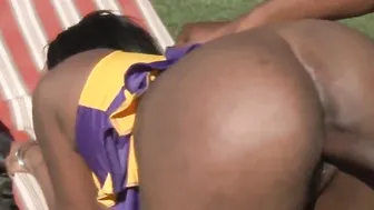 Bigbooty curvy Black doggystyled outside
