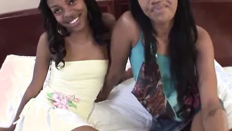 two Skinny College African Girls inside Black 3Some Sex Tape