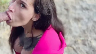 Risky head on a outdoors beach almost gotten caught