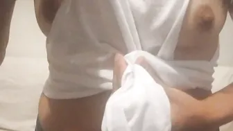Strip for my boss ends up into noisy orgasm