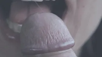 Close up penis licking till it explodes